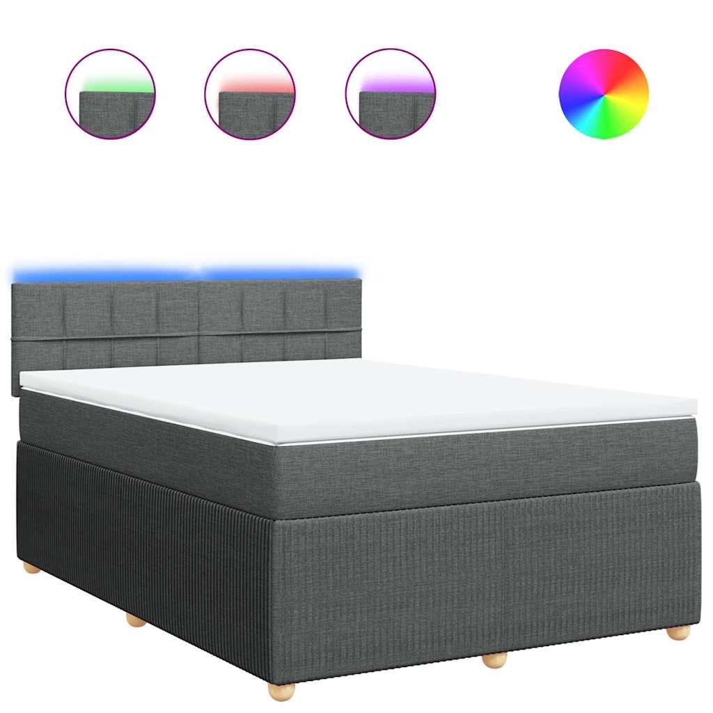 Giroletto a Molle con Materasso Grigio Scuro 140x200cm Tessuto | homemem39