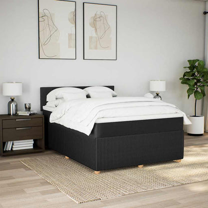 Giroletto a Molle con Materasso Nero 140x200 cm in Tessuto