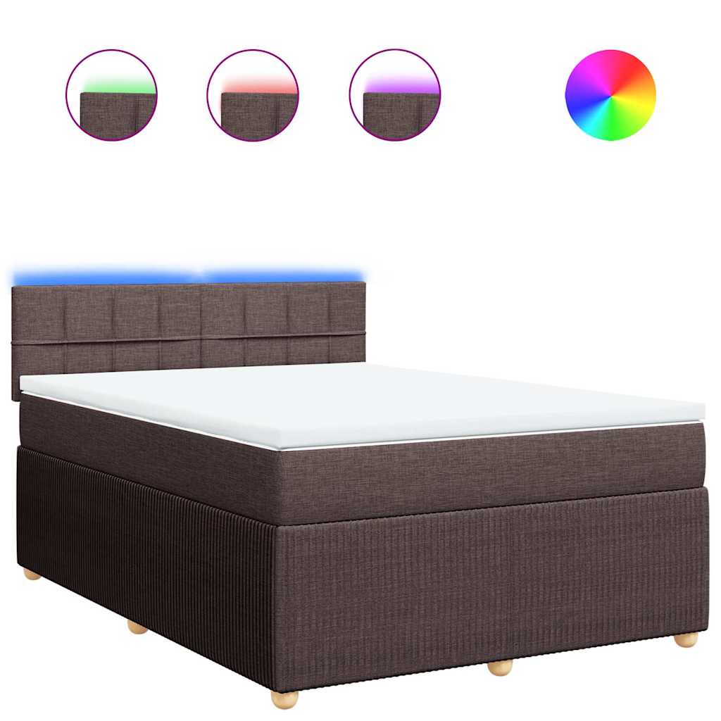 Giroletto a Molle con Materasso Marrone Scuro 140x200cm Tessuto | homemem39