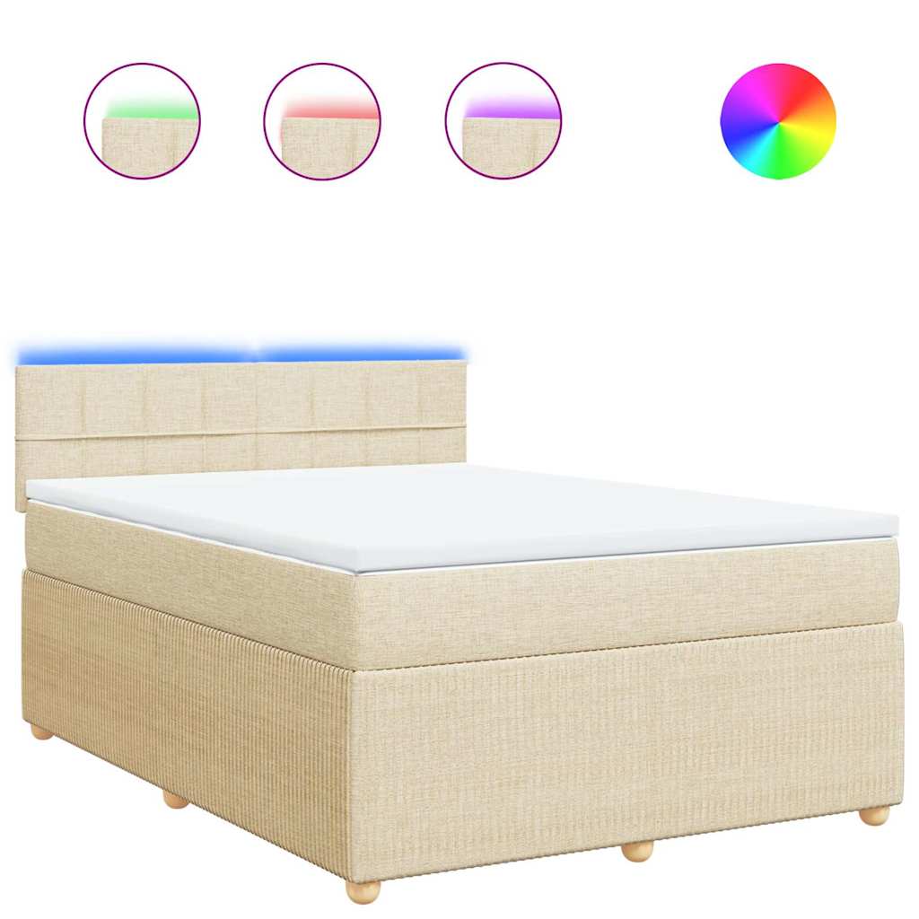 Giroletto a Molle con Materasso Crema 140x200 cm in Tessuto | homemem39