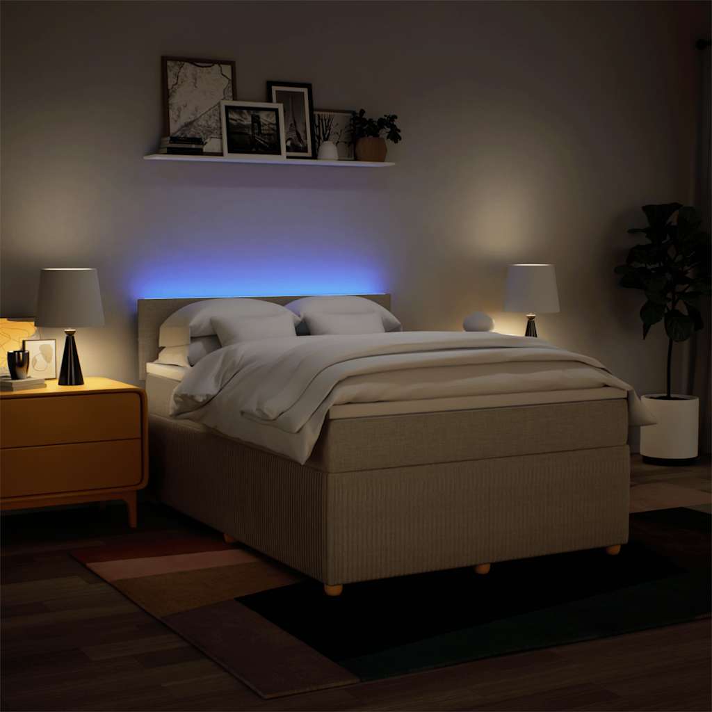 Giroletto a Molle con Materasso Crema 140x200 cm in Tessuto | homemem39