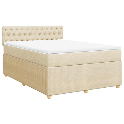Giroletto a Molle con Materasso Crema 140x200 cm in Tessuto | homemem39
