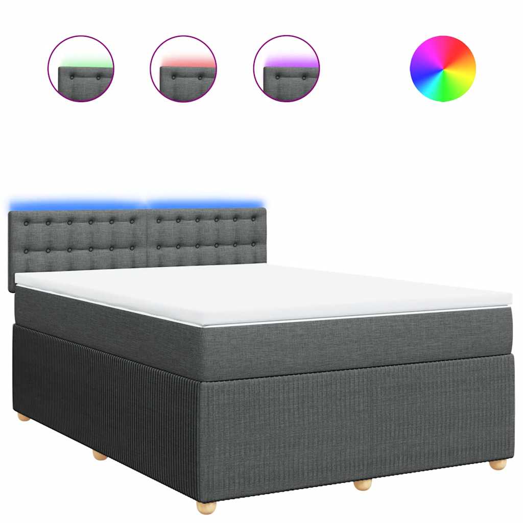 Giroletto a Molle con Materasso Grigio Scuro 140x200cm Tessuto | homemem39