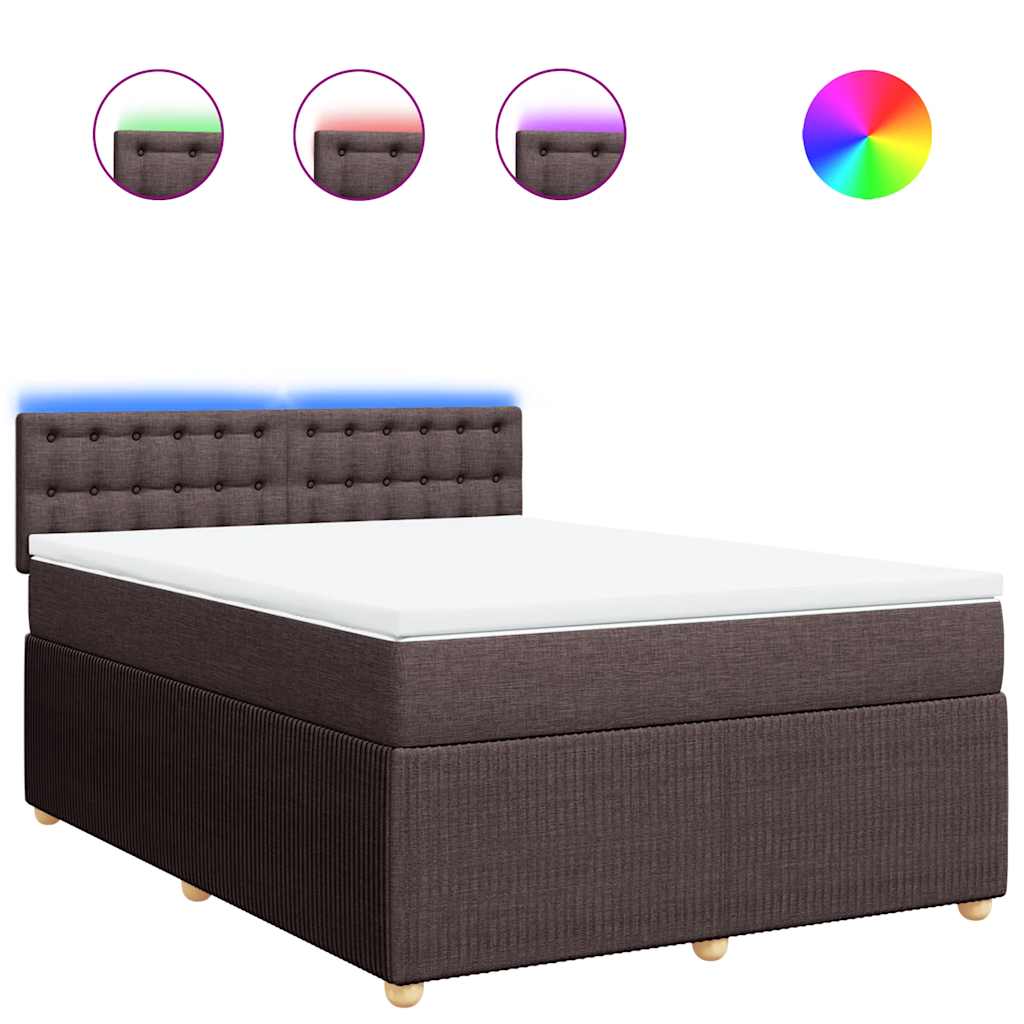 Giroletto a Molle con Materasso Marrone Scuro 140x200cm Tessuto | homemem39