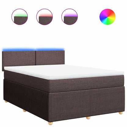 Giroletto a Molle con Materasso Marrone Scuro 160x200cm Tessuto | homemem39
