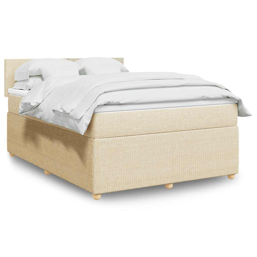 Giroletto a Molle con Materasso Crema 160x200 cm in Tessuto | homemem39