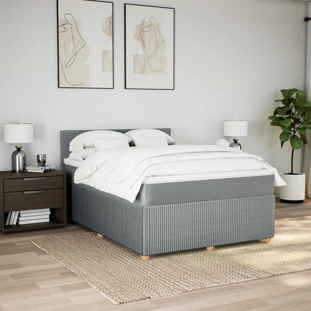 Giroletto a Molle con Materasso Grigio Chiaro 160x200cm Tessuto