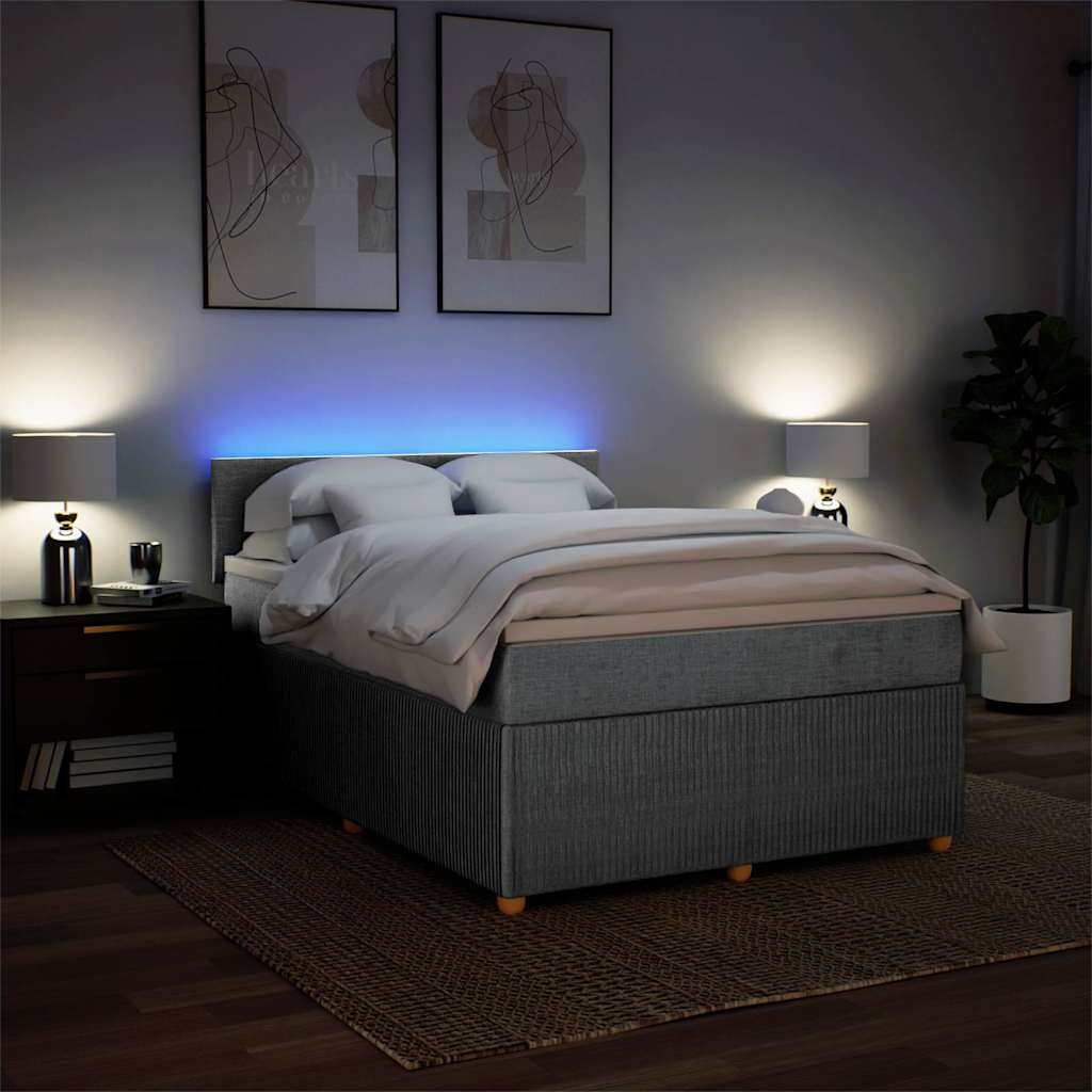 Giroletto a Molle con Materasso Grigio Chiaro 160x200cm Tessuto | homemem39