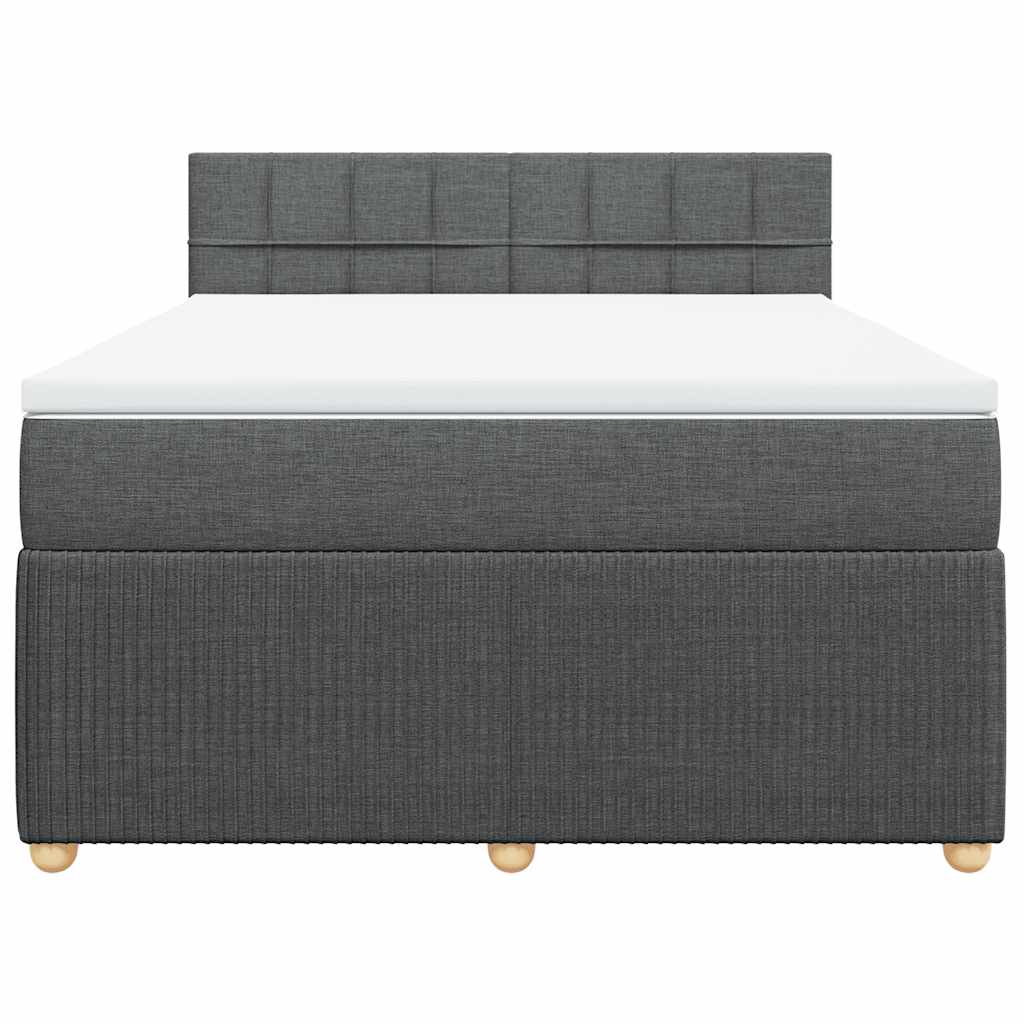 Giroletto a Molle con Materasso Grigio Scuro 160x200 cm Tessuto