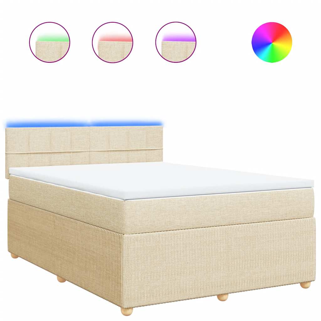 Giroletto a Molle con Materasso Crema 160x200 cm in Tessuto | homemem39