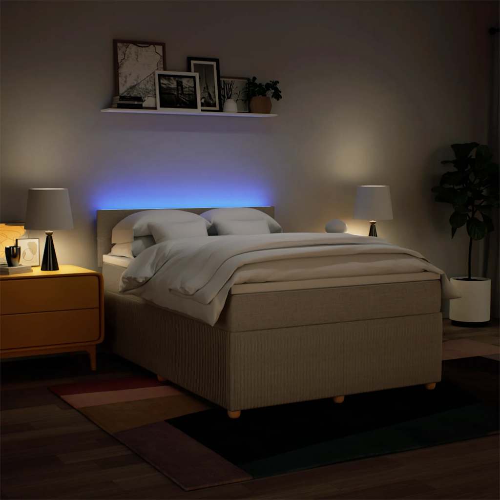 Giroletto a Molle con Materasso Crema 160x200 cm in Tessuto | homemem39