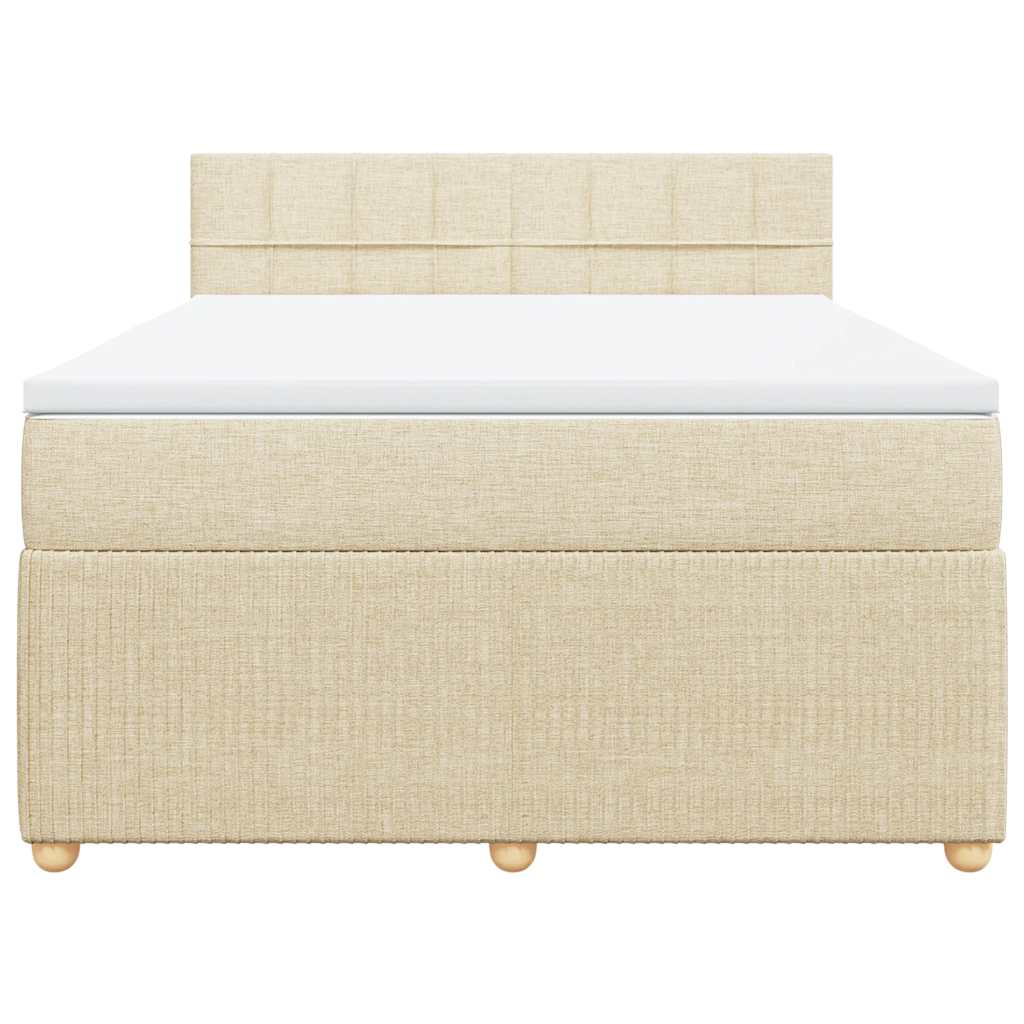 Giroletto a Molle con Materasso Crema 160x200 cm in Tessuto