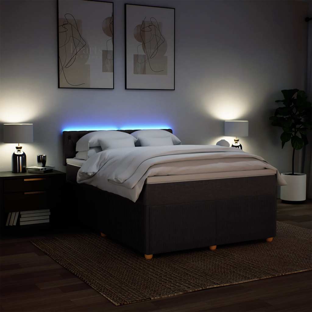 Giroletto a Molle con Materasso Marrone Scuro 160x200cm Tessuto | homemem39