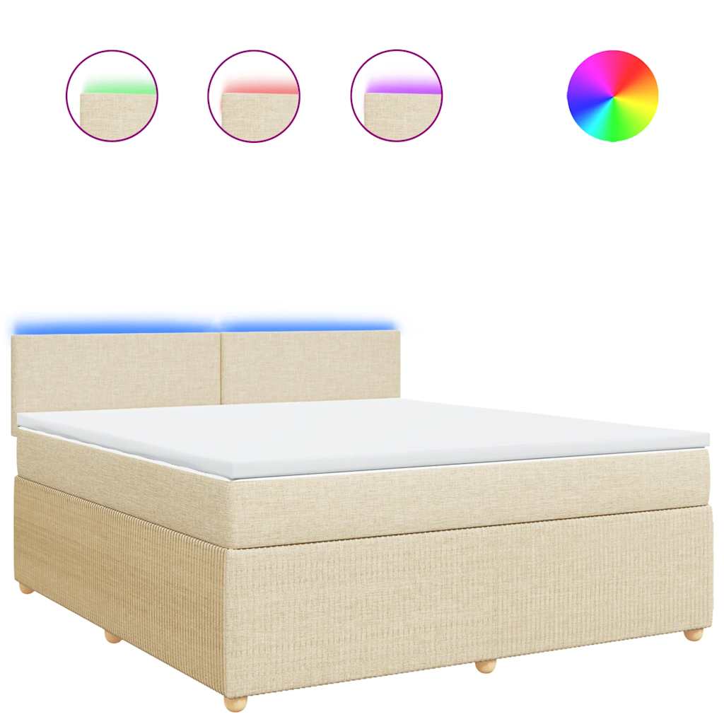 Giroletto a Molle con Materasso Crema 180x200 cm in Tessuto | homemem39