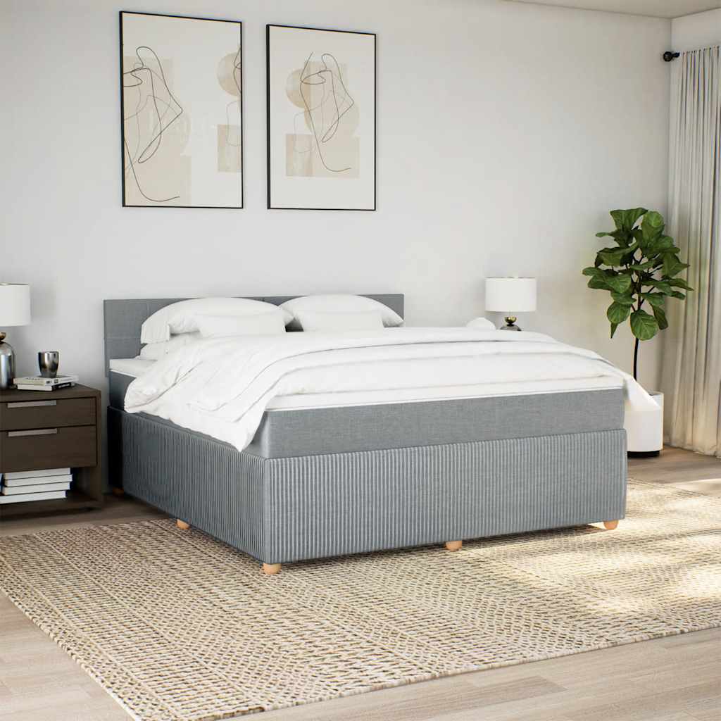 Giroletto a Molle con Materasso Grigio Chiaro180x200 cm Tessuto