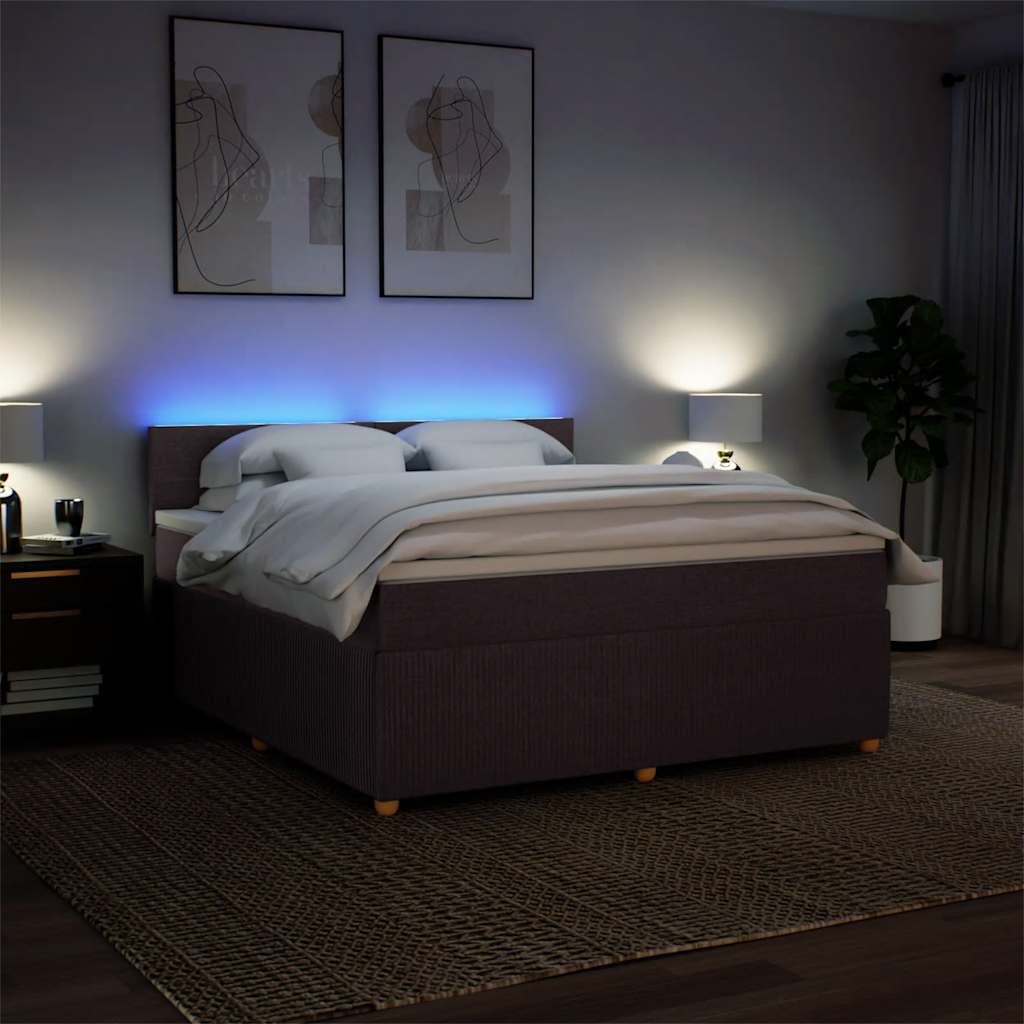 Giroletto a Molle con Materasso Marrone Scuro 180x200cm Tessuto | homemem39