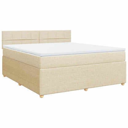 Giroletto a Molle con Materasso Crema 180x200 cm in Tessuto | homemem39