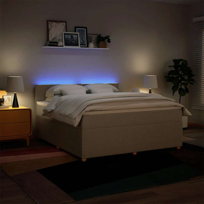 Giroletto a Molle con Materasso Crema 180x200 cm in Tessuto | homemem39