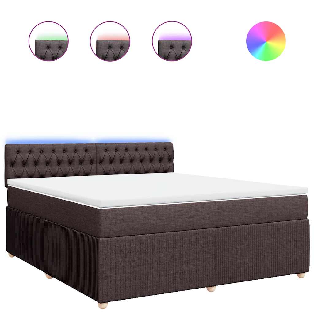 Giroletto a Molle con Materasso Marrone Scuro 180x200cm Tessuto | homemem39