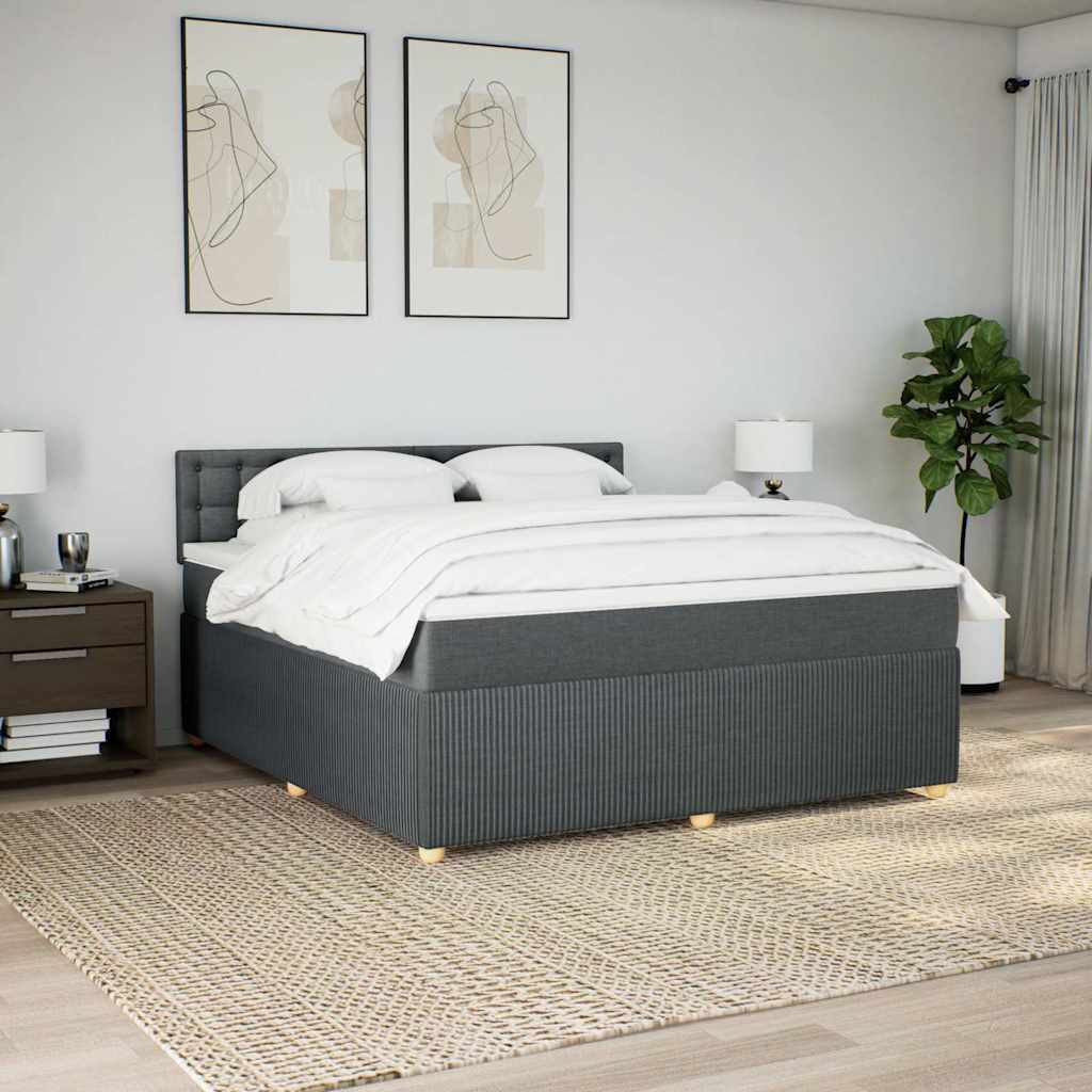 Giroletto a Molle con Materasso Grigio Scuro 180x200 cm Tessuto