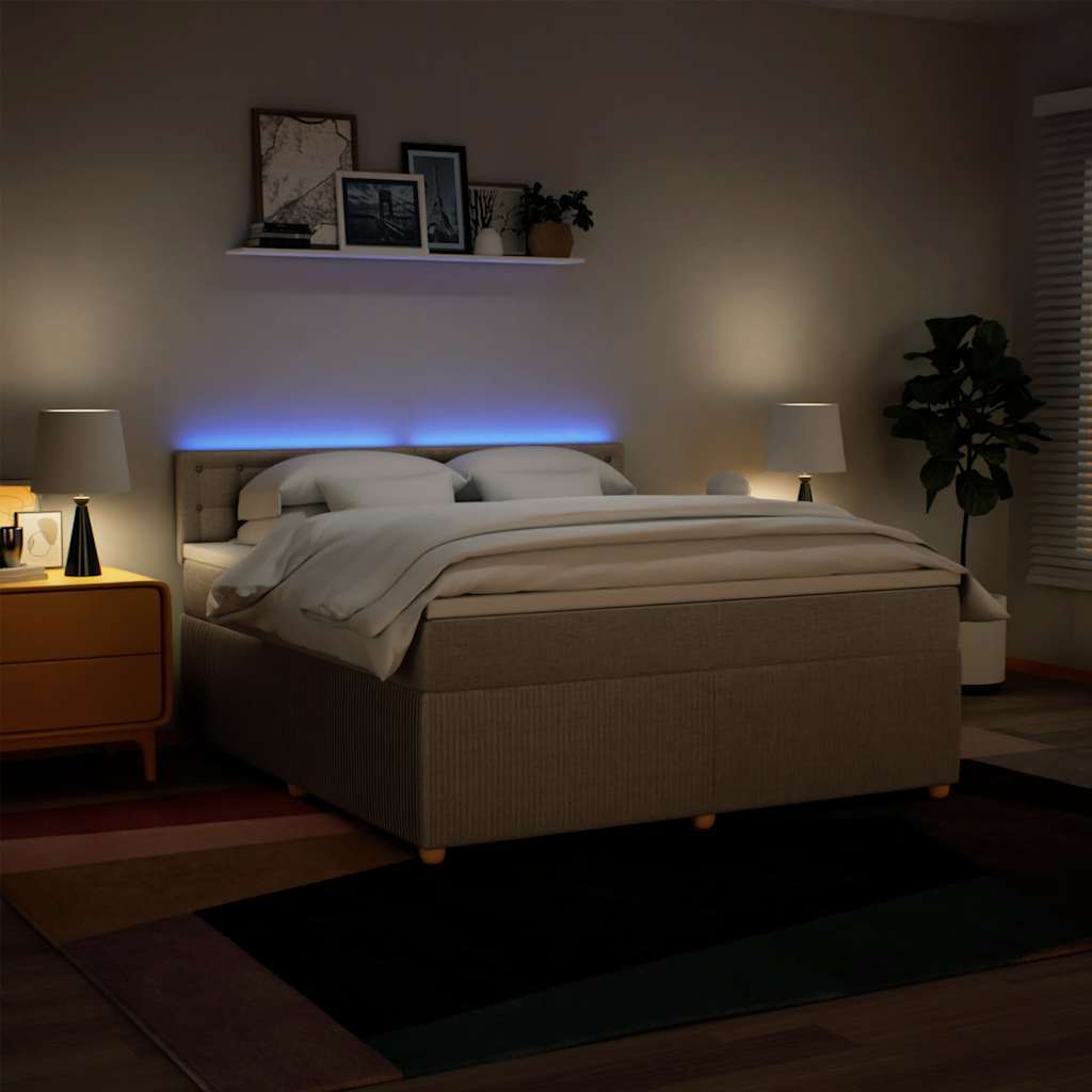Giroletto a Molle con Materasso Crema 180x200 cm in Tessuto | homemem39
