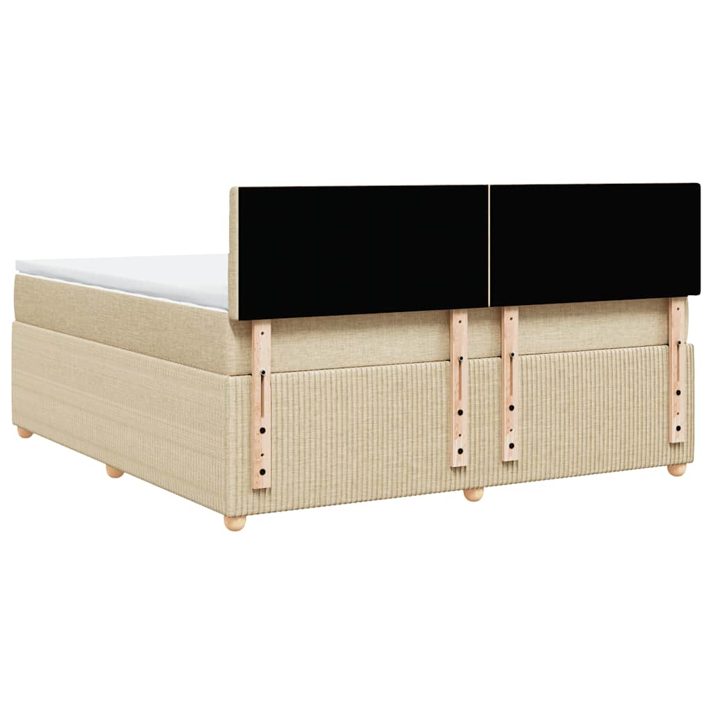 Giroletto a Molle con Materasso Crema 180x200 cm in Tessuto