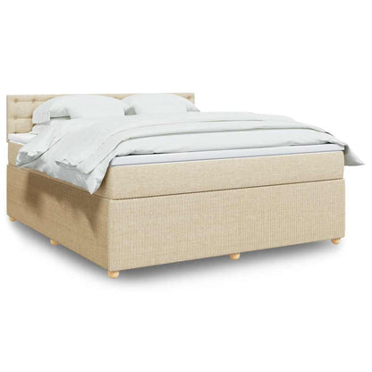 Giroletto a Molle con Materasso Crema 180x200 cm in Tessuto
