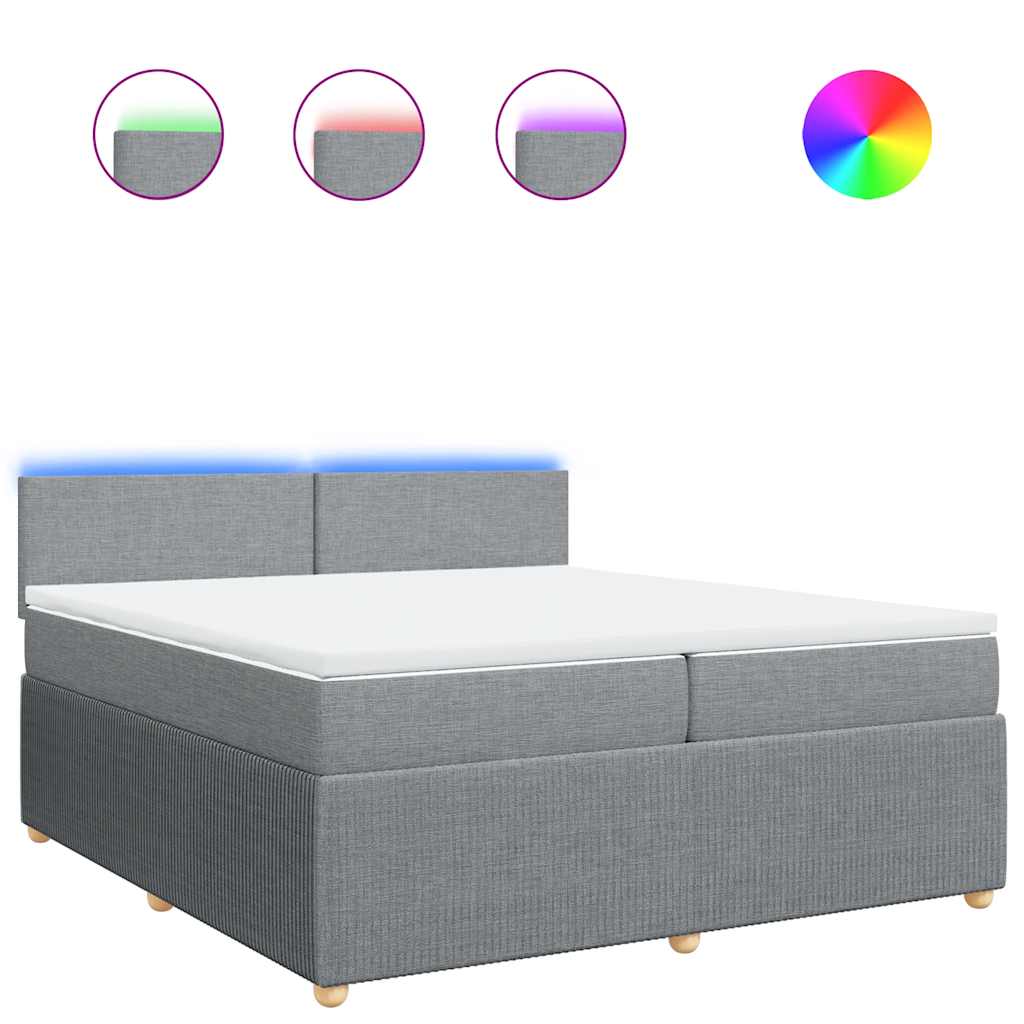 Giroletto a Molle con Materasso Grigio Chiaro 200x200cm Tessuto - homemem39