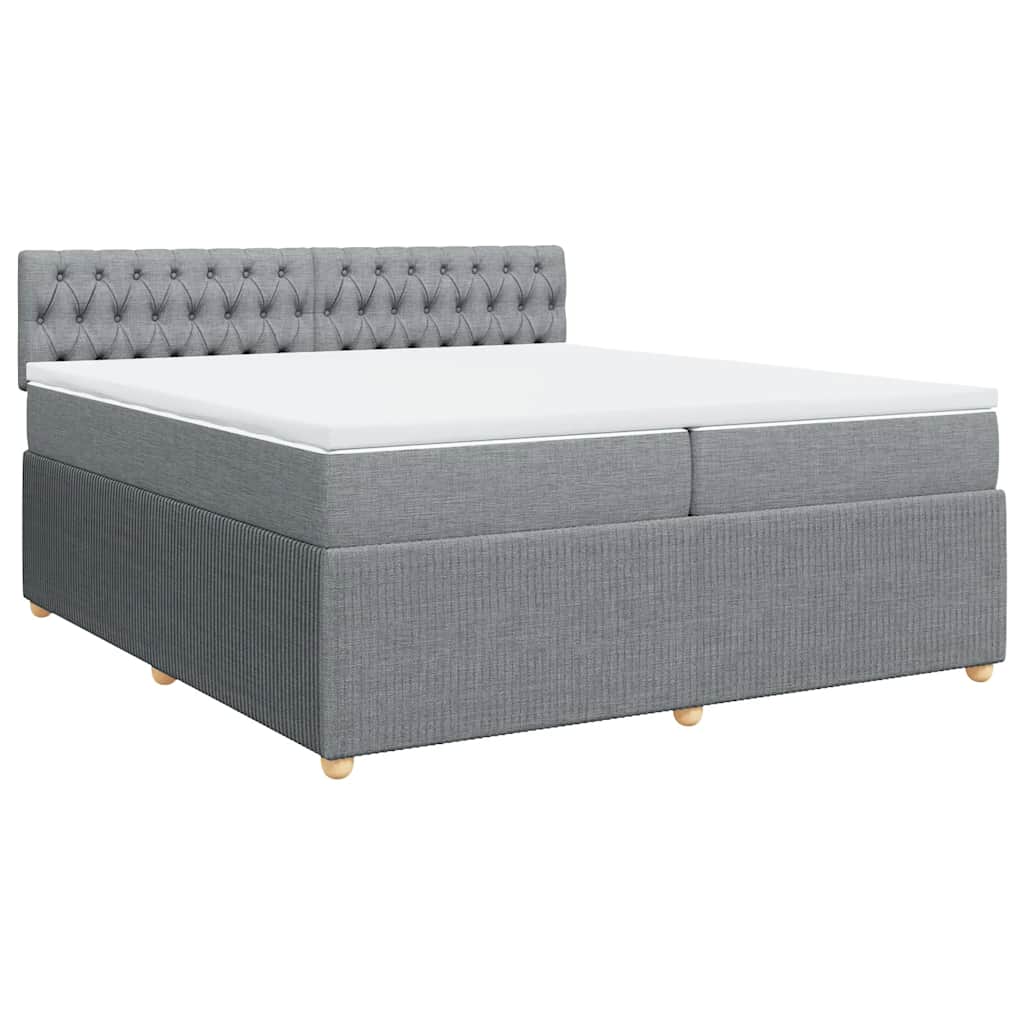 Giroletto a Molle con Materasso Grigio Chiaro 200x200cm Tessuto