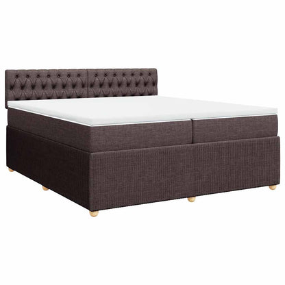 Giroletto a Molle con Materasso Marrone Scuro 200x200cm Tessuto