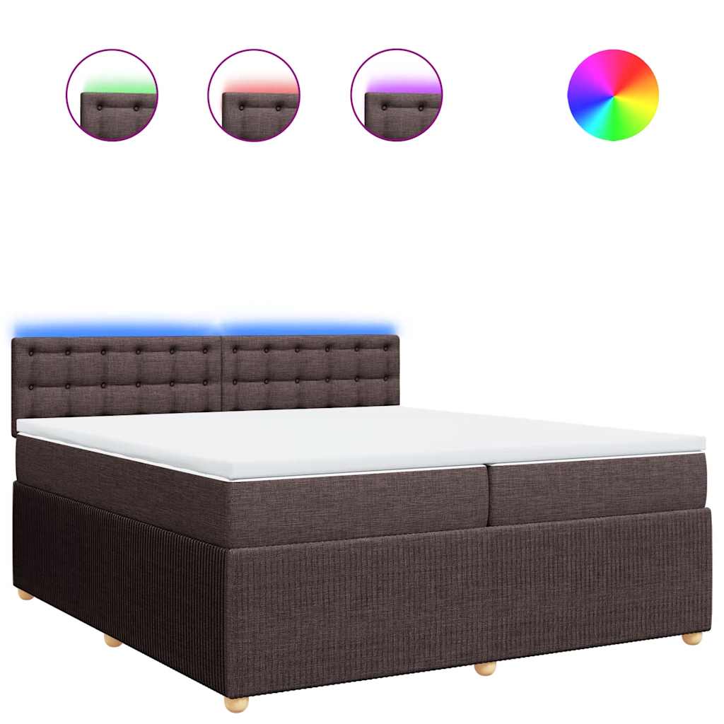 Giroletto a Molle con Materasso Marrone Scuro 200x200cm Tessuto - homemem39