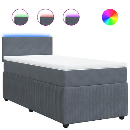 Giroletto a Molle con Materasso Grigio Scuro 80x200 cm Velluto | homemem39