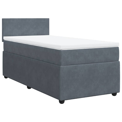 Giroletto a Molle con Materasso Grigio Scuro 80x200 cm Velluto