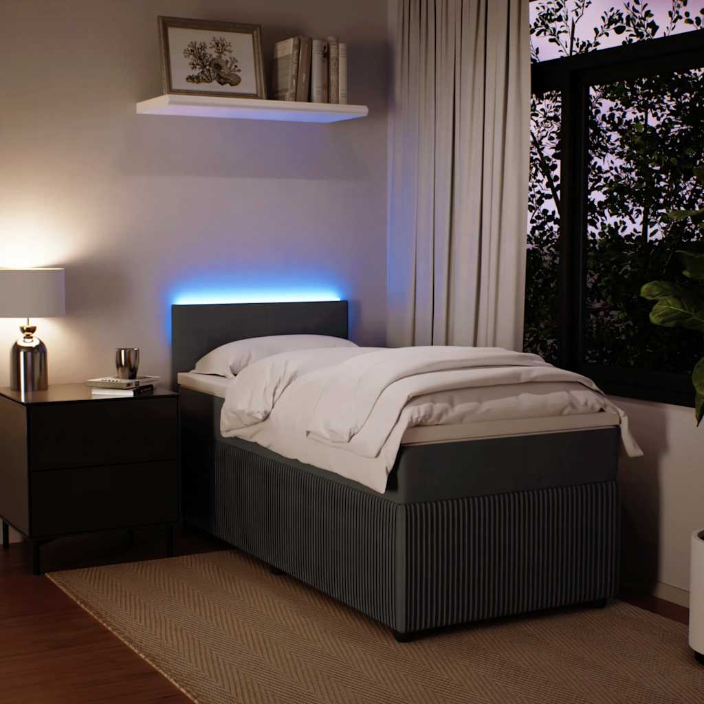 Giroletto a Molle con Materasso Grigio Scuro 80x200 cm Velluto | homemem39