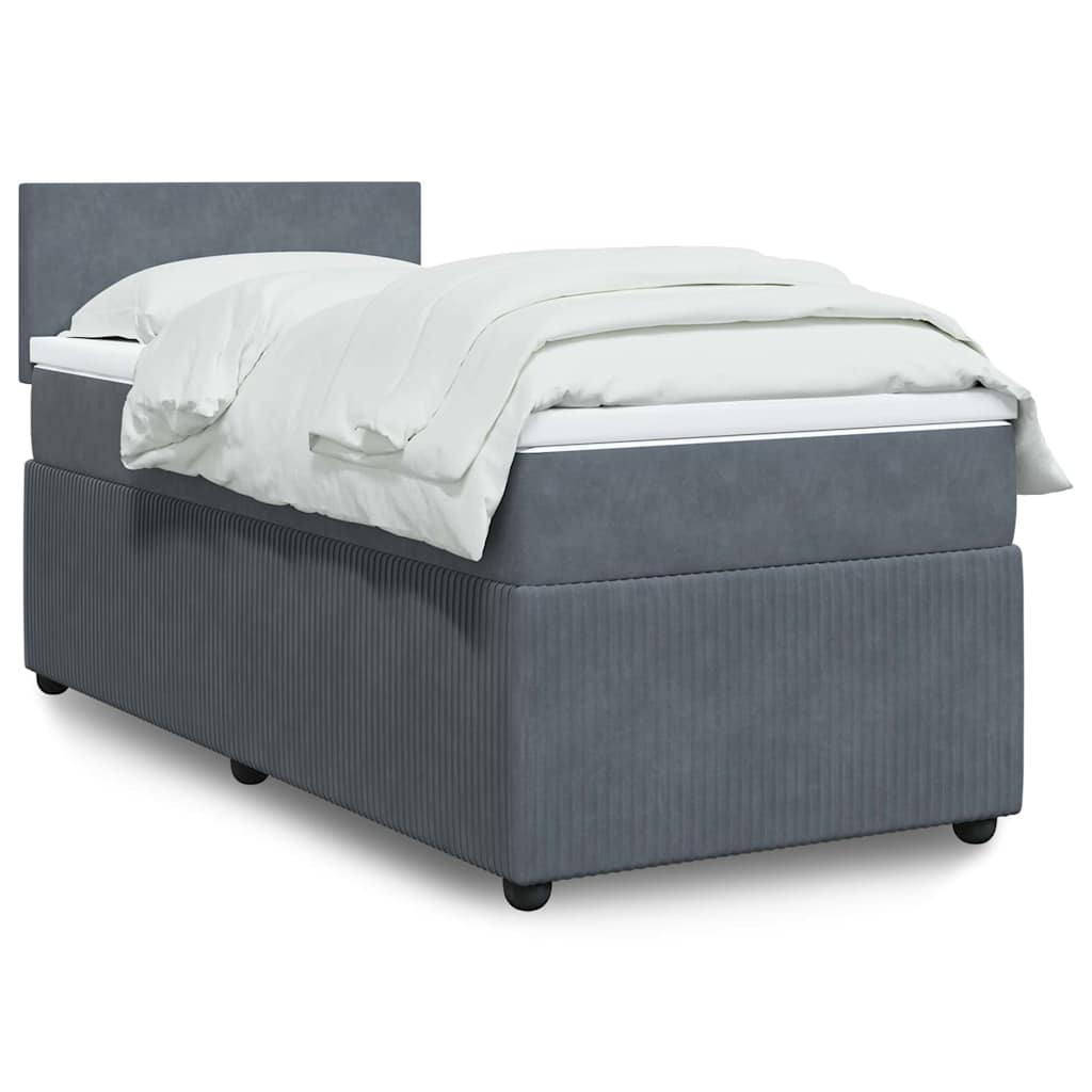 Giroletto a Molle con Materasso Grigio Scuro 80x200 cm Velluto