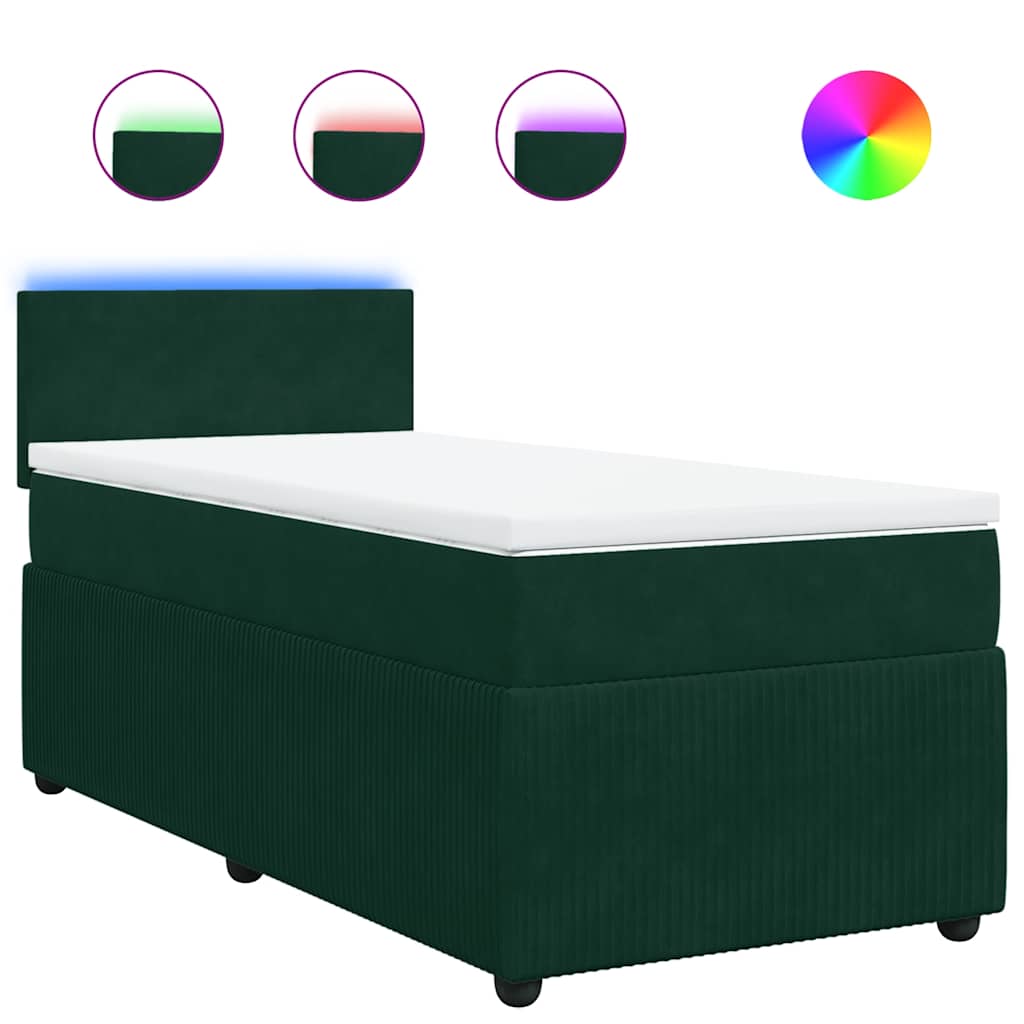 Giroletto a Molle con Materasso Verde Scuro 80x200 cm Velluto | homemem39