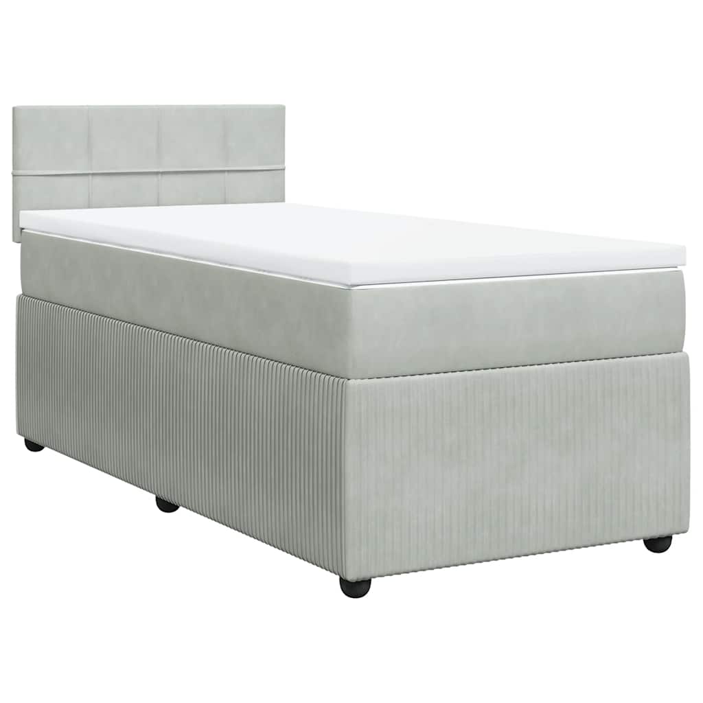 Giroletto a Molle con Materasso Grigio Chiaro 80x200 cm Velluto | homemem39