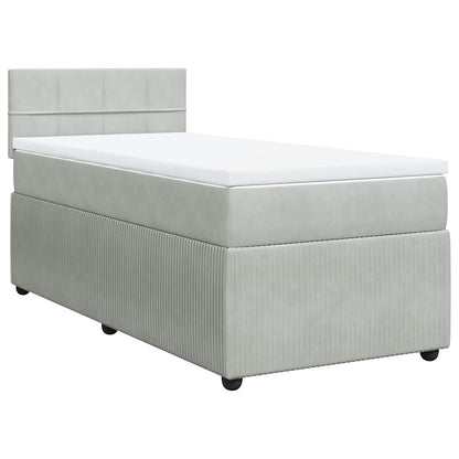 Giroletto a Molle con Materasso Grigio Chiaro 80x200 cm Velluto