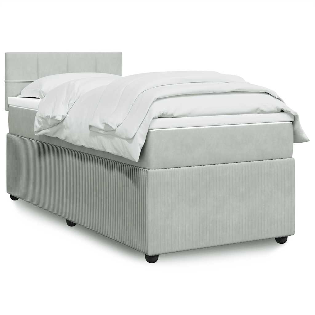 Giroletto a Molle con Materasso Grigio Chiaro 80x200 cm Velluto | homemem39