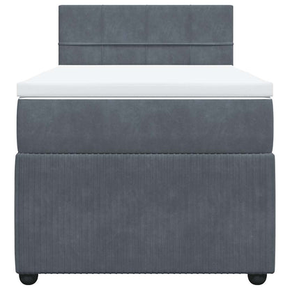Giroletto a Molle con Materasso Grigio Scuro 80x200 cm Velluto