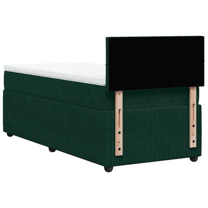 Giroletto a Molle con Materasso Verde Scuro 80x200 cm Velluto