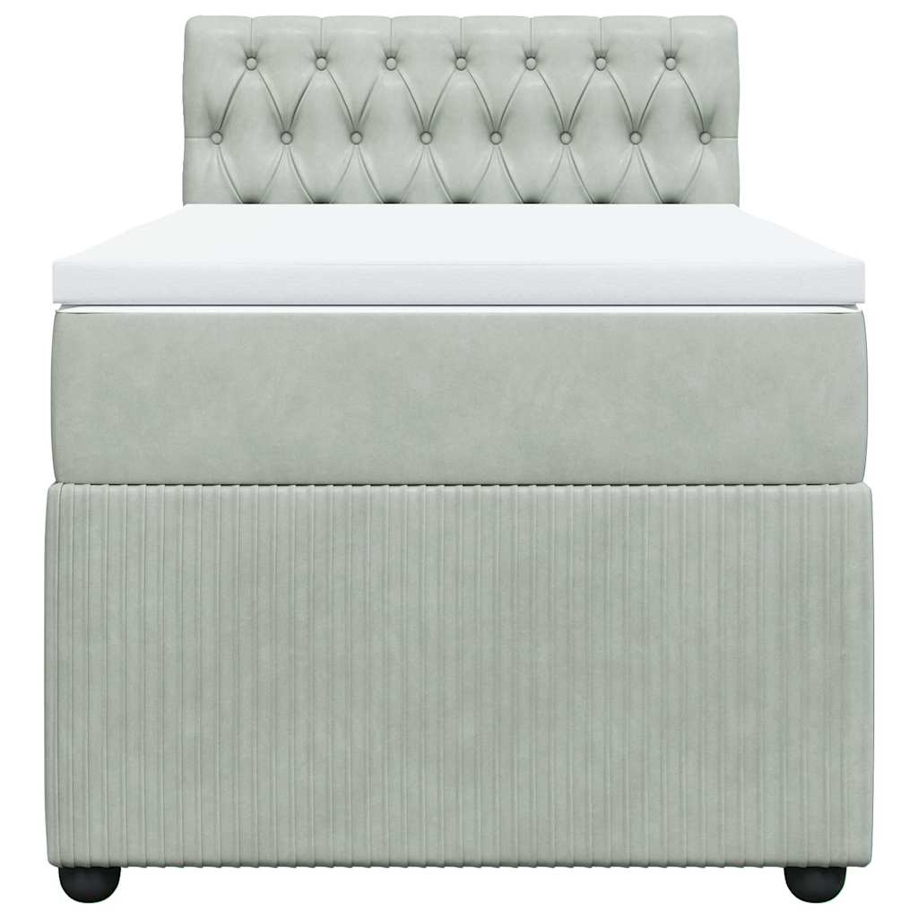 Giroletto a Molle con Materasso Grigio Chiaro 80x200 cm Velluto | homemem39