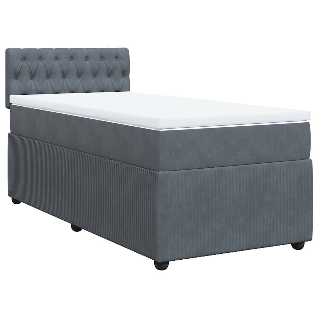 Giroletto a Molle con Materasso Grigio Scuro 80x200 cm Velluto | homemem39