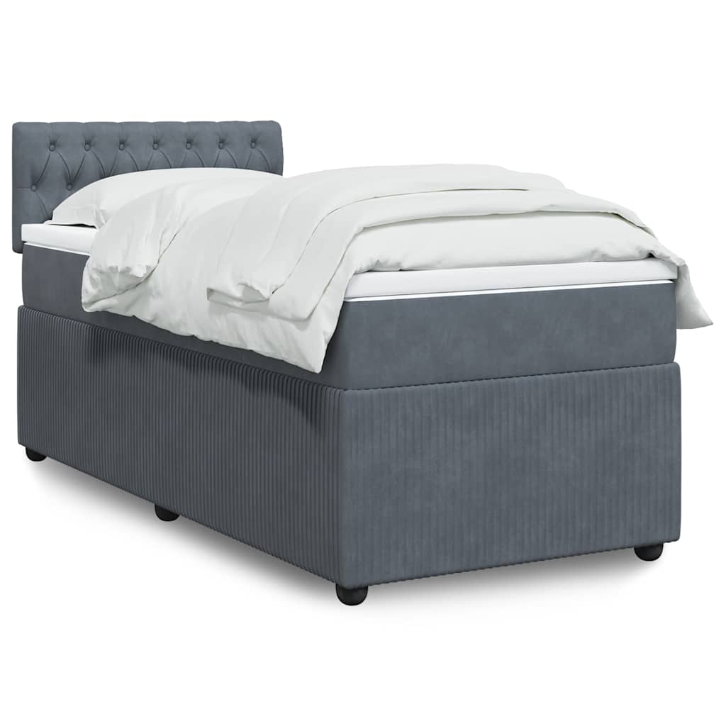 Giroletto a Molle con Materasso Grigio Scuro 80x200 cm Velluto | homemem39