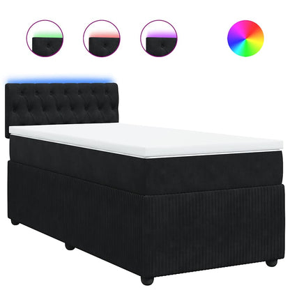 Giroletto a Molle con Materasso Nero 80x200 cm in Velluto