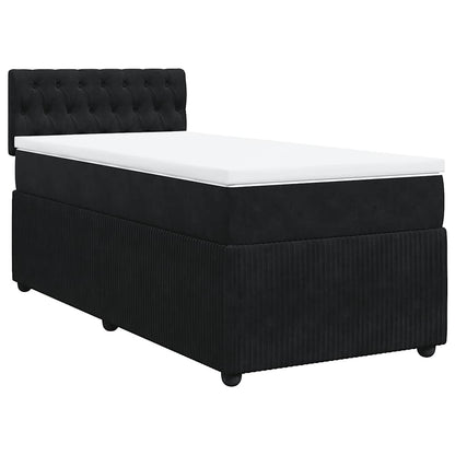 Giroletto a Molle con Materasso Nero 80x200 cm in Velluto