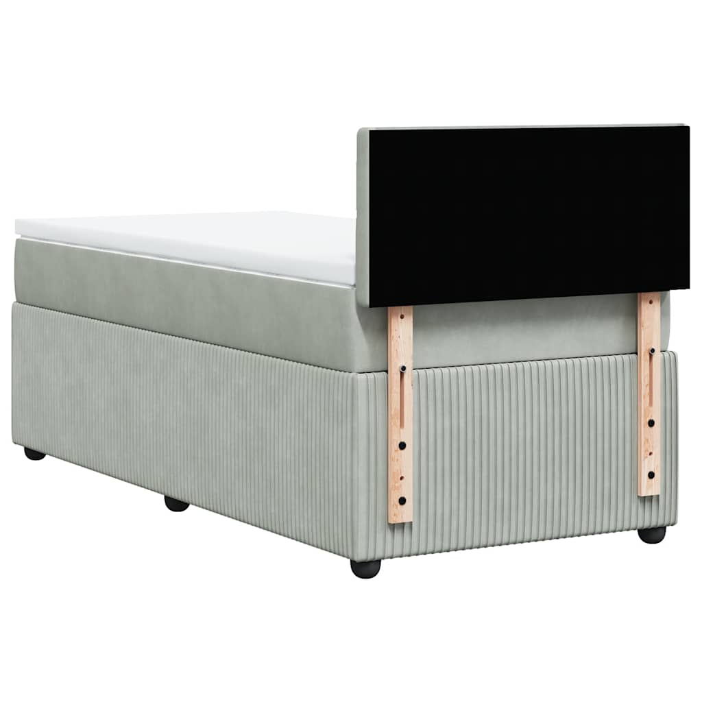 Giroletto a Molle con Materasso Grigio Chiaro 80x200 cm Velluto | homemem39