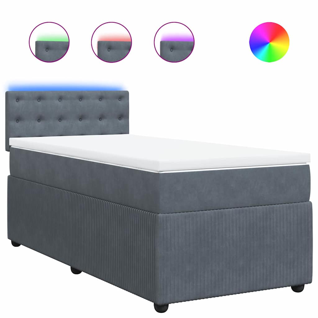 Giroletto a Molle con Materasso Grigio Scuro 80x200 cm Velluto