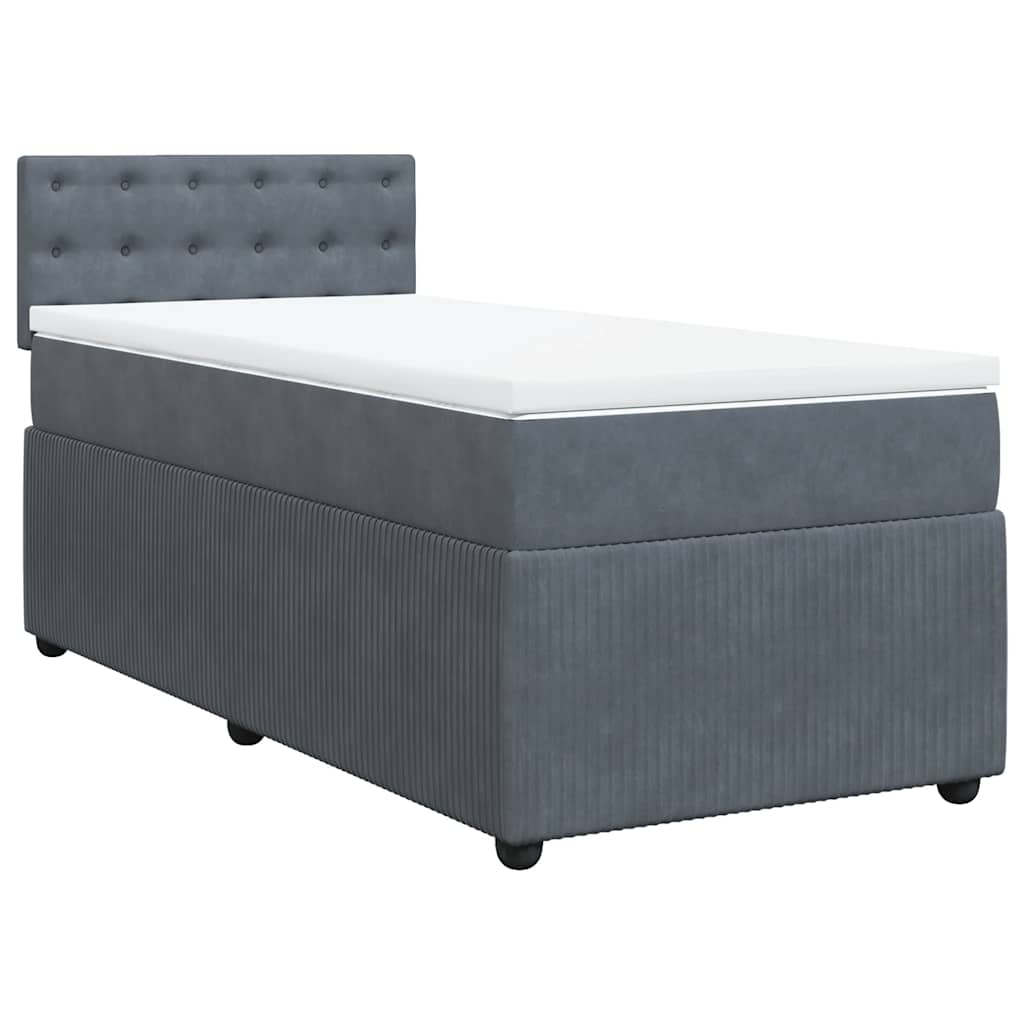 Giroletto a Molle con Materasso Grigio Scuro 80x200 cm Velluto