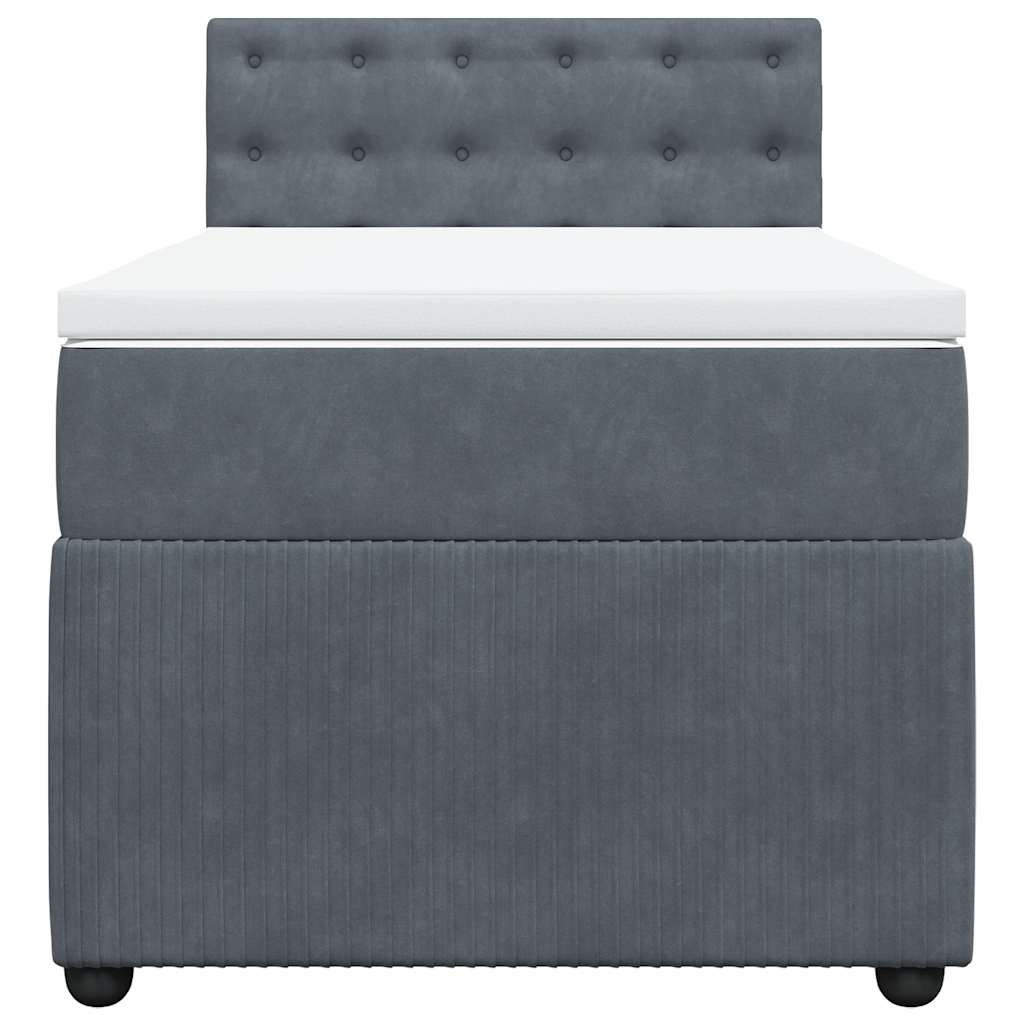 Giroletto a Molle con Materasso Grigio Scuro 80x200 cm Velluto